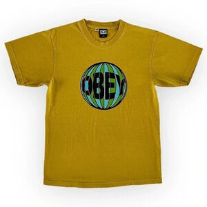Vintage Obey Yellow Graphic T-Shirt